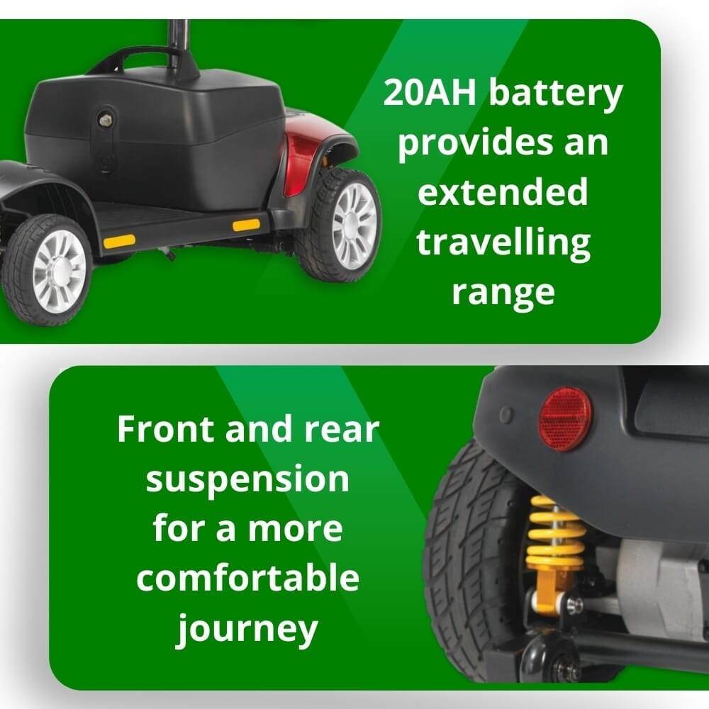 jaunt plus mobility scooter features battery suspension