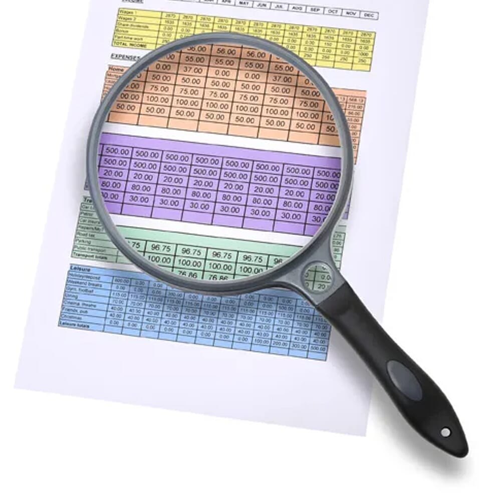 jumbo magnifying glass in use