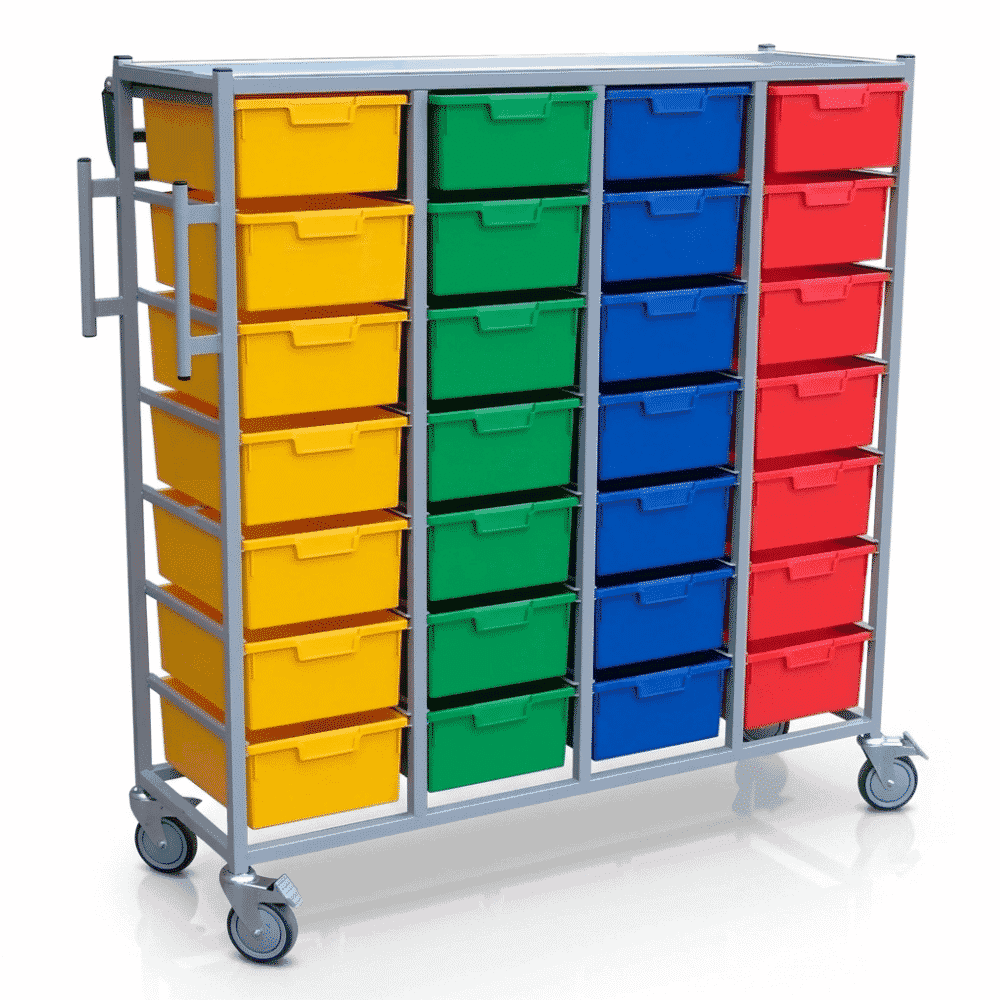 Karri-Cart 4 Tier Laundry Trolley – 28 Trays with Hanging Rail