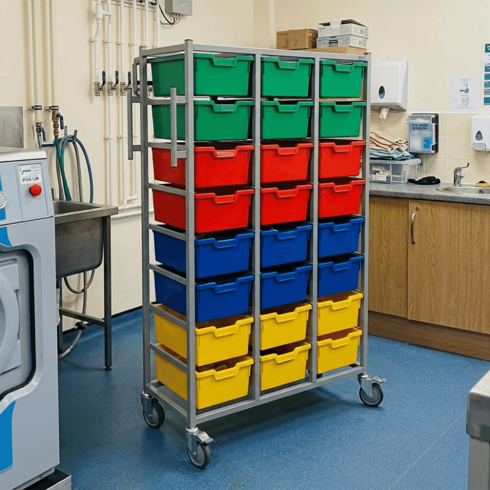 karri cart triple laundry trolley 24 trays lifestyle