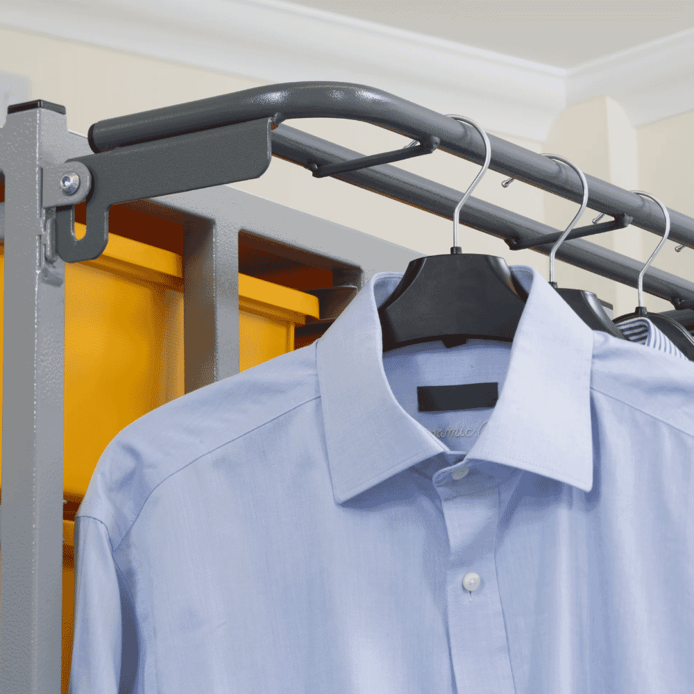 karri cart twin laundry trolley 16 trays with fold up hanging rail 4