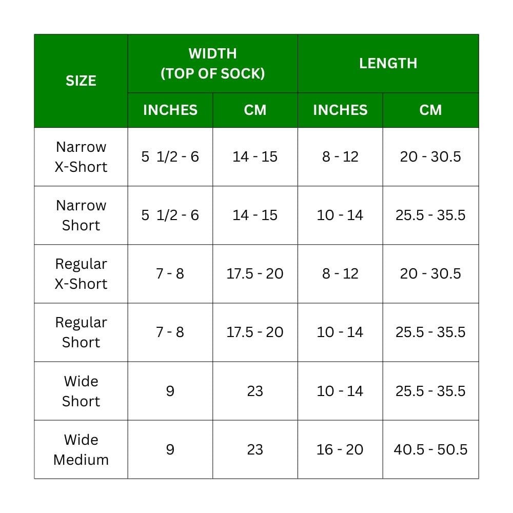 knit rite liner prosthetic stump sock size guide