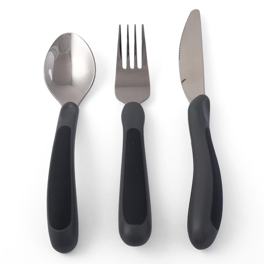 kura care adult cutlery set black flat