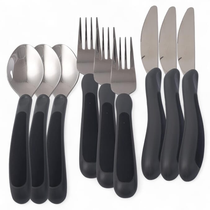 kura care adult cutlery set black pack of 3