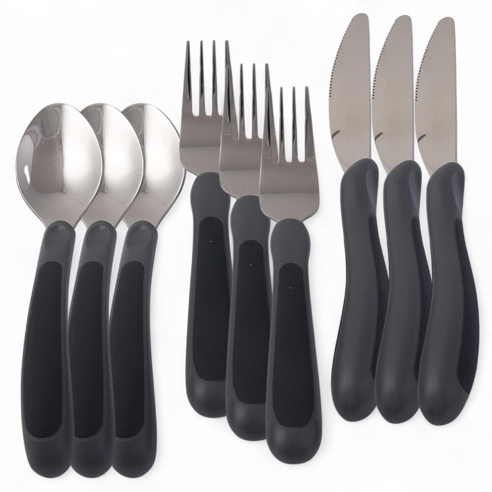 kura care adult cutlery set black pack of 3