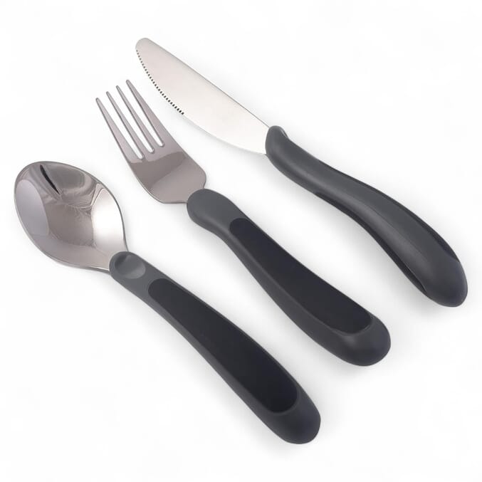 kura care adult cutlery set black