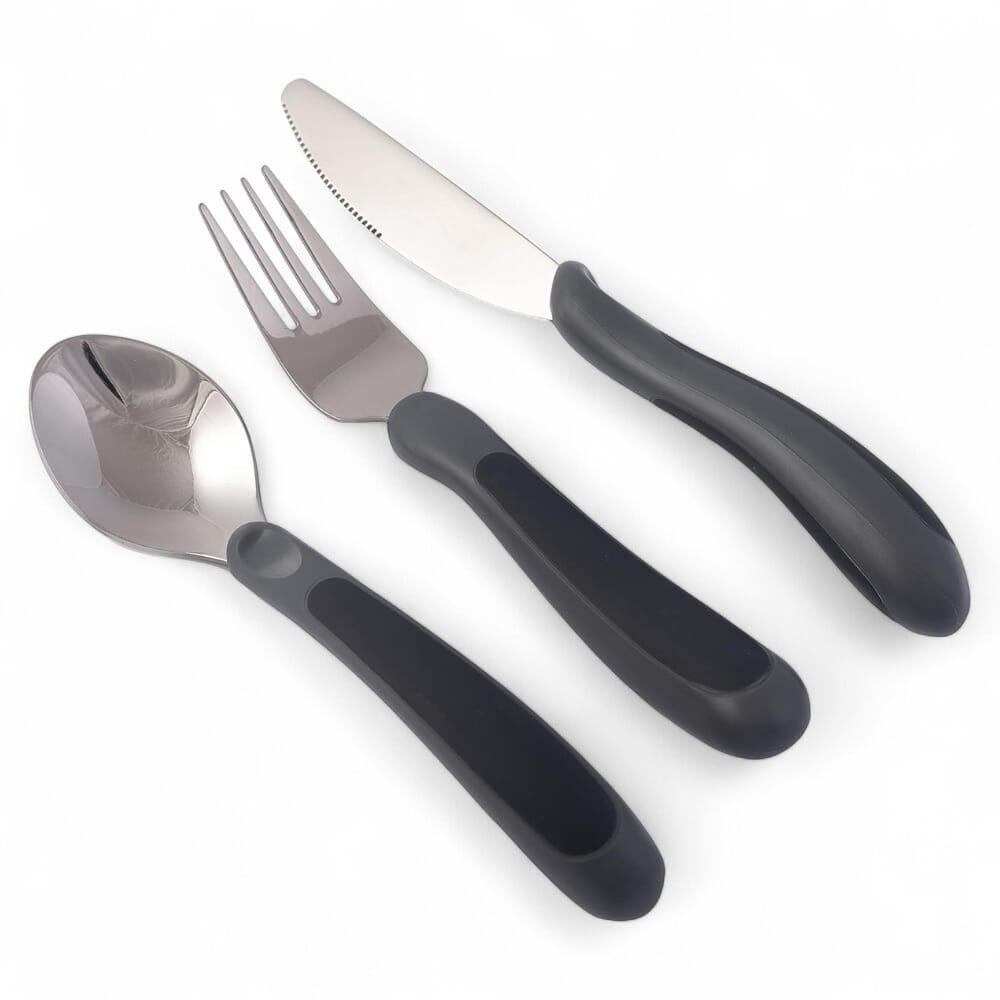 kura care adult cutlery set black