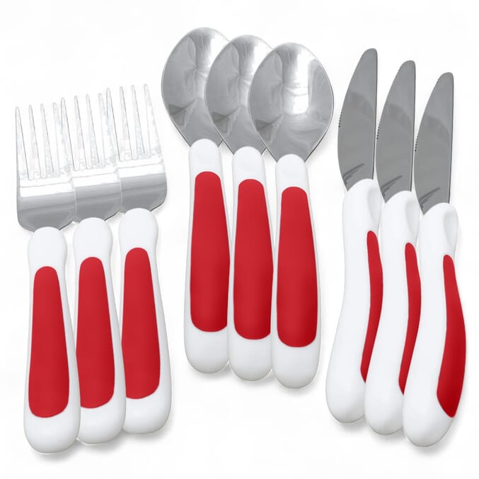 kura care adult cutlery set red pack of 3