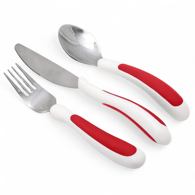 kura care adult cutlery set red