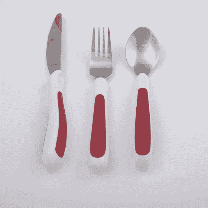 kura care adult cutlery set red