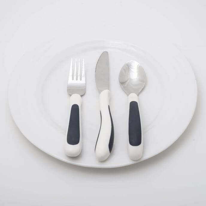 kura care adult cutlery set white