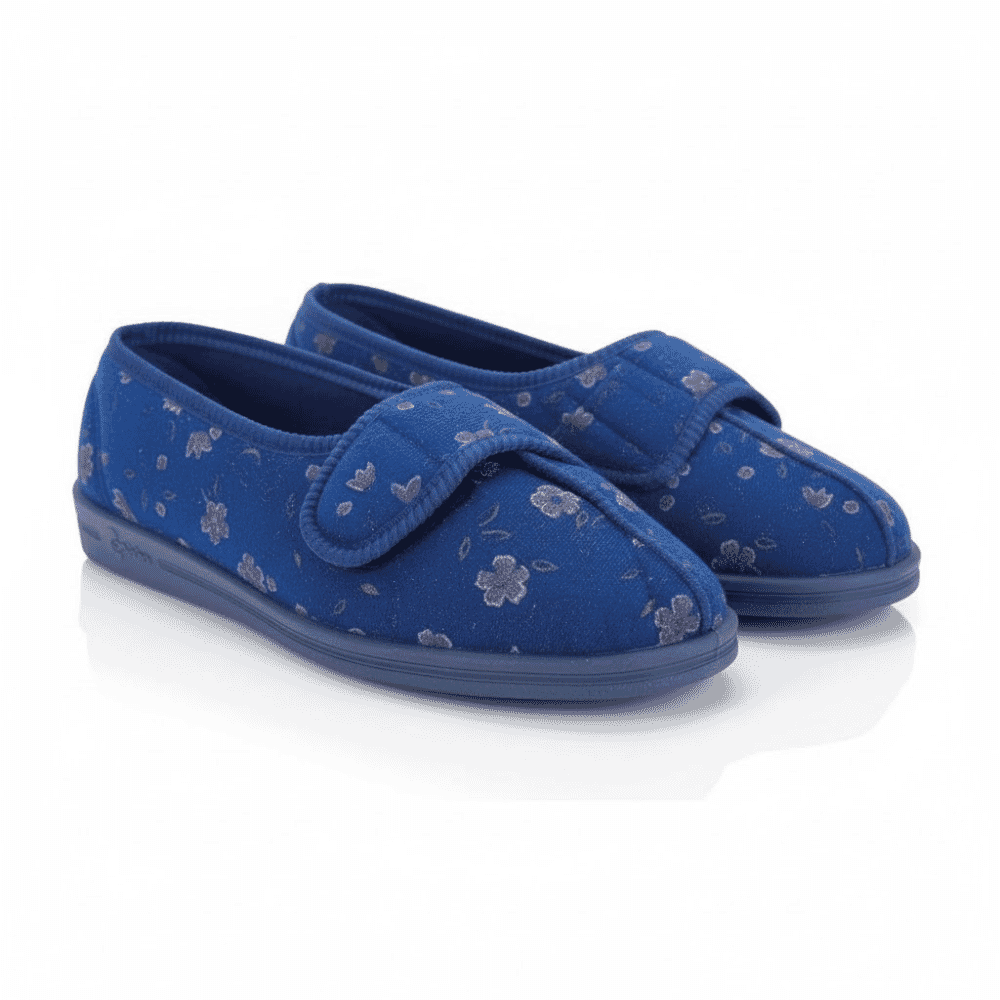 ladies diana slipper blue floral