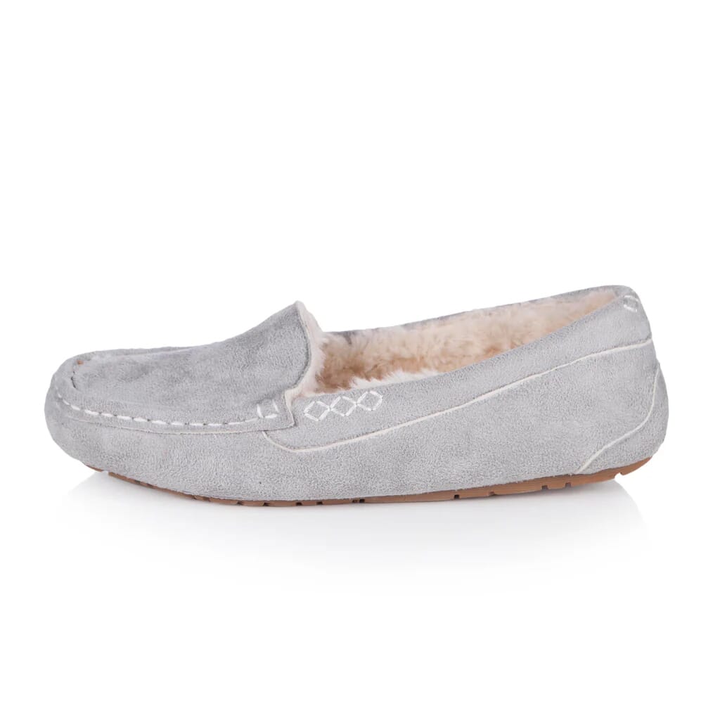 ladies heat holders slippers grey side on