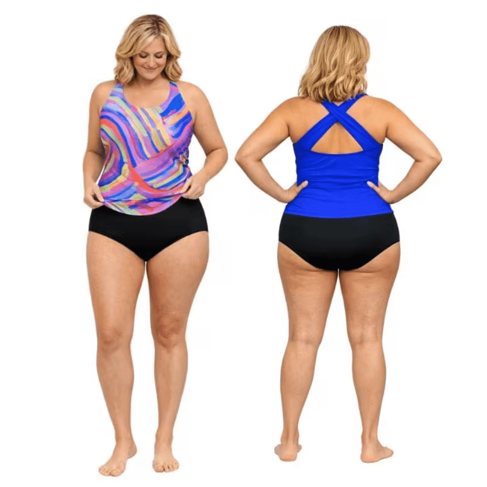 ladies incontinence tankini with briefs blue wave full body