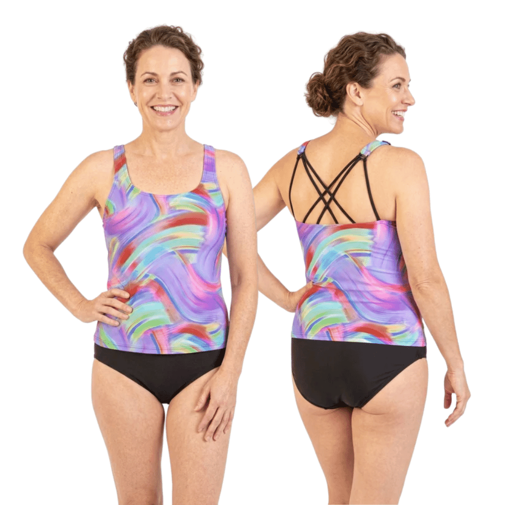 Ladies Incontinence Tankini with Briefs - Indigo Wave