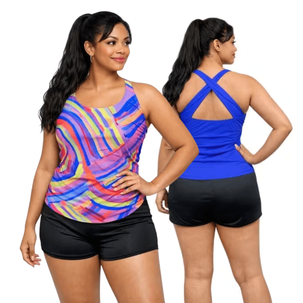 Ladies Incontinence Tankini with Shorts – Blue Wave