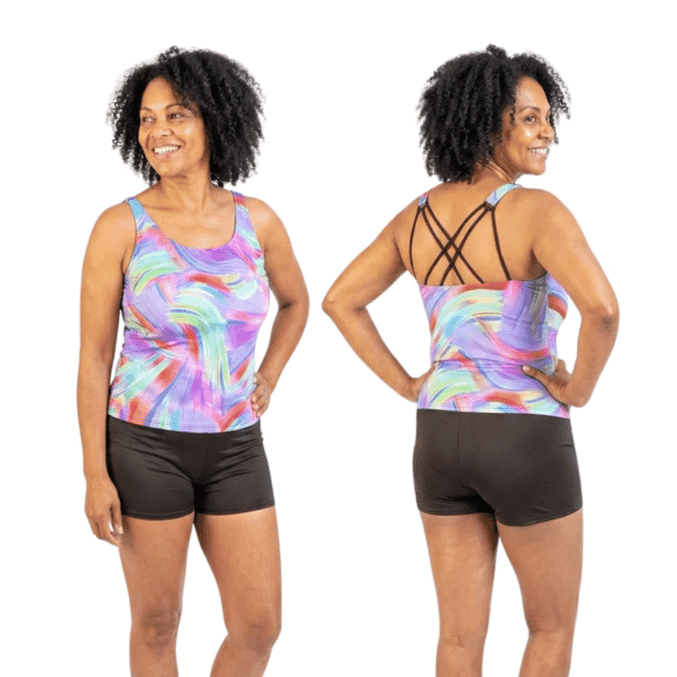 ladies incontinence tankini with shorts indigo wave