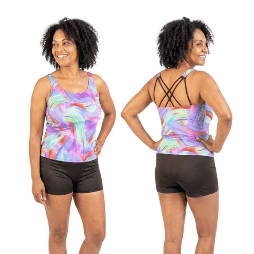 Ladies Incontinence Tankini with Shorts - Indigo Wave