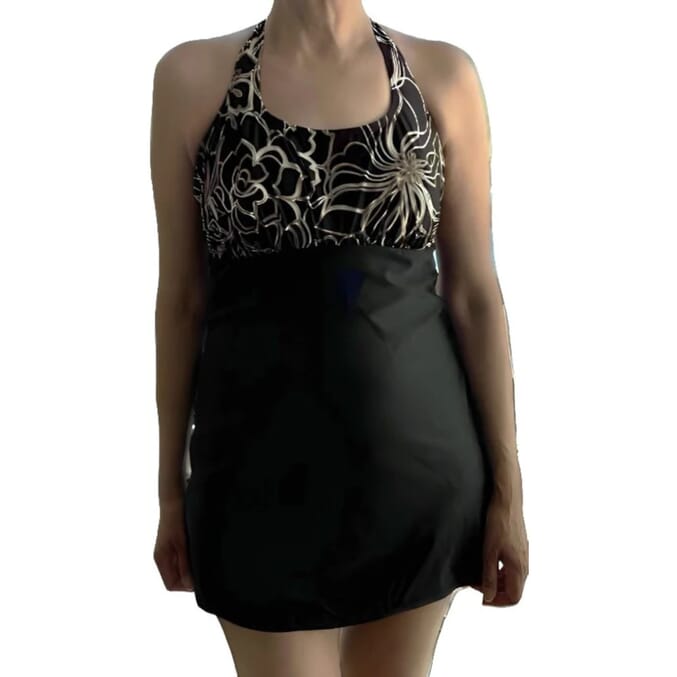 ladies swimdress black floral