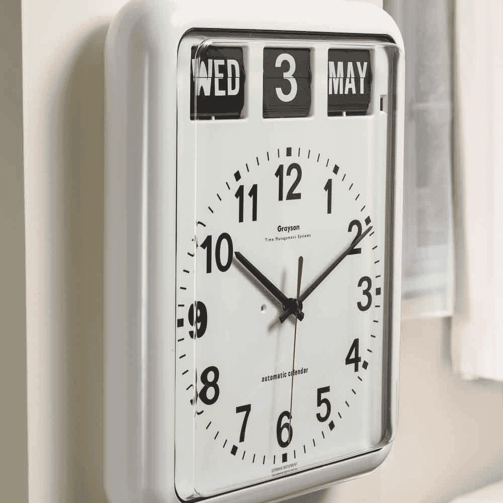 large calendar wall clock on wall