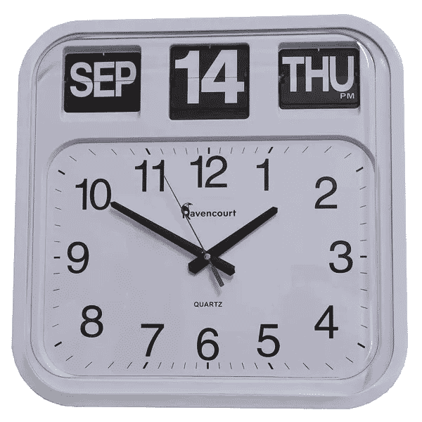 View Large Face Calendar Wall Clock White information