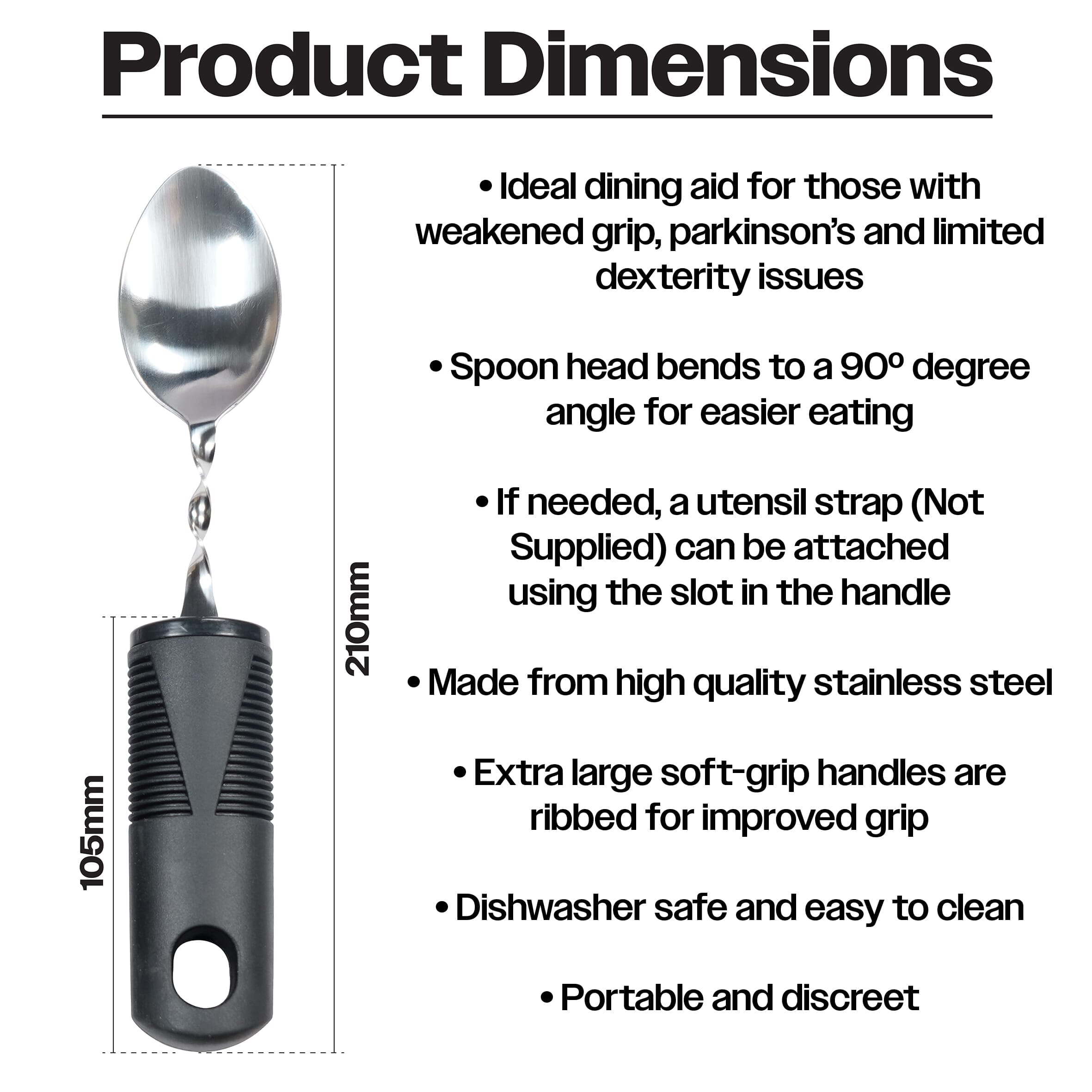 large grip bendable spoon dimensions