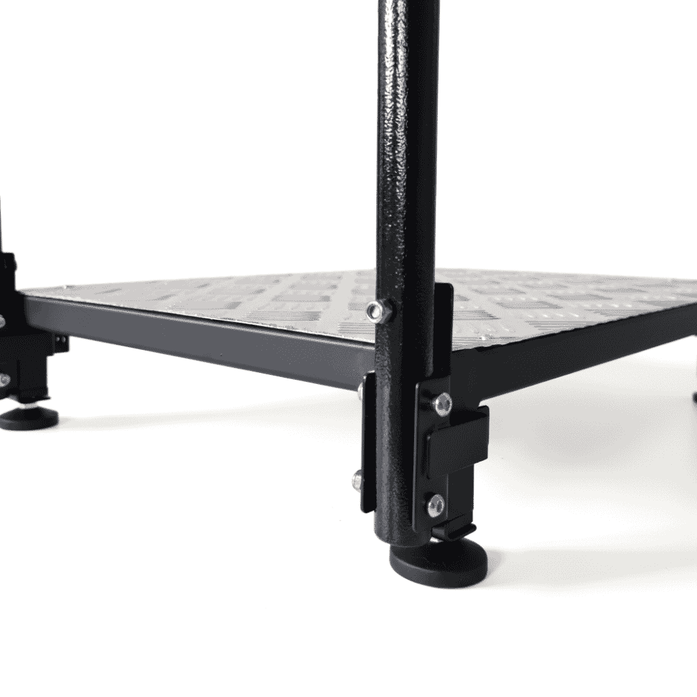 large metal half step step with handle fixing