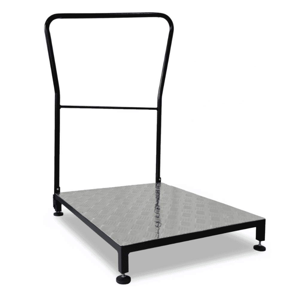 large metal half step step with one handle