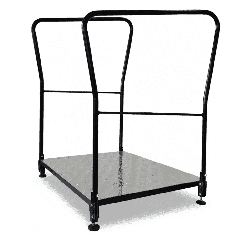 large metal half step step with two handles