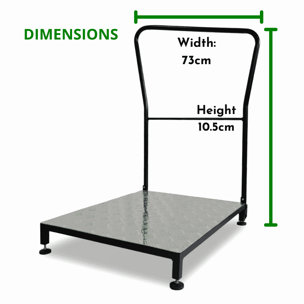 large metal half step with handle dimensions