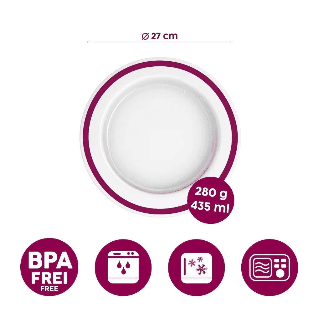 large plate with sloped base features
