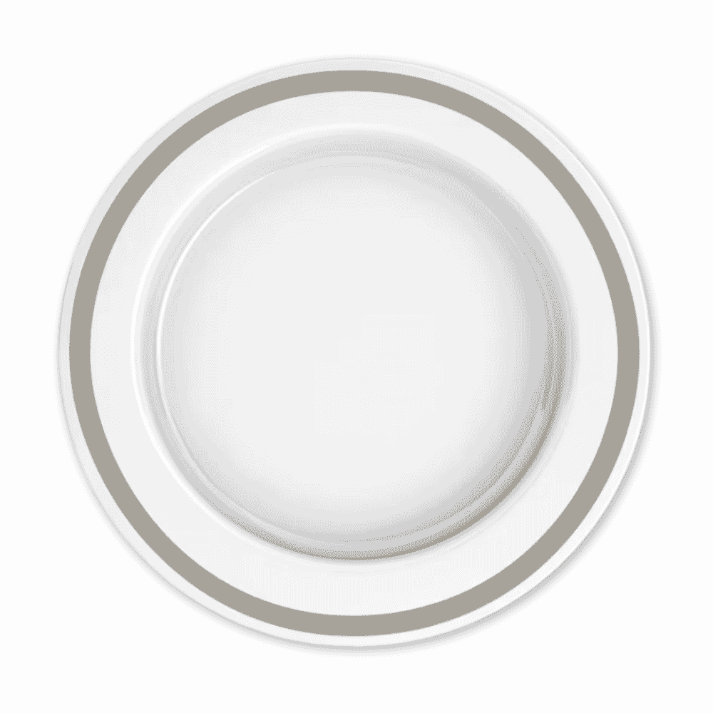 large plate with sloped base grey rim