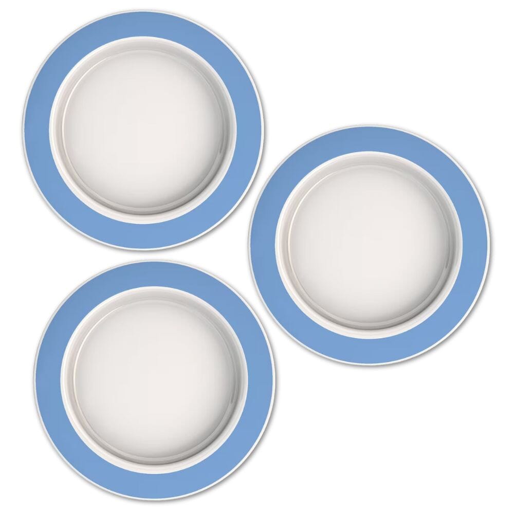 View Large Plate with Sloped Base Light Blue Rim Pack of 3 information