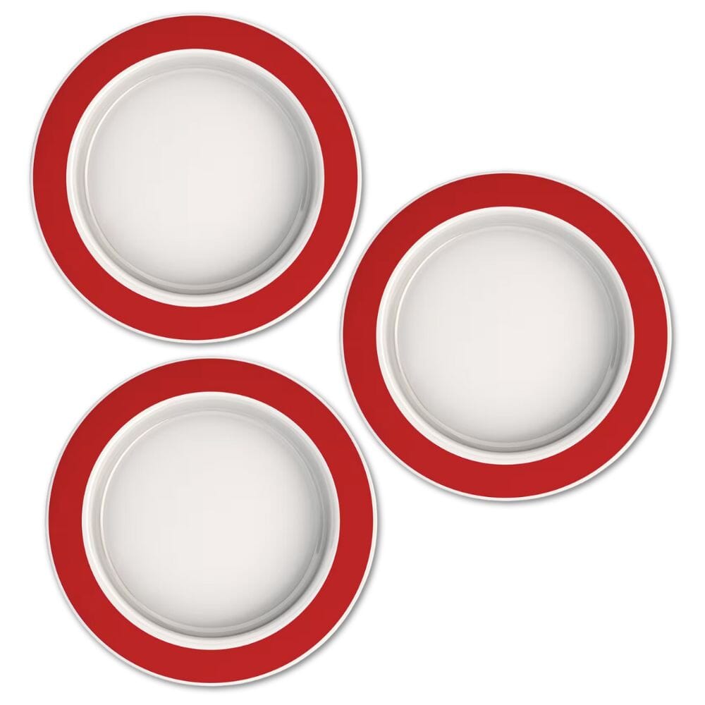 View Large Plate with Sloped Base Red Rim Pack of 3 information