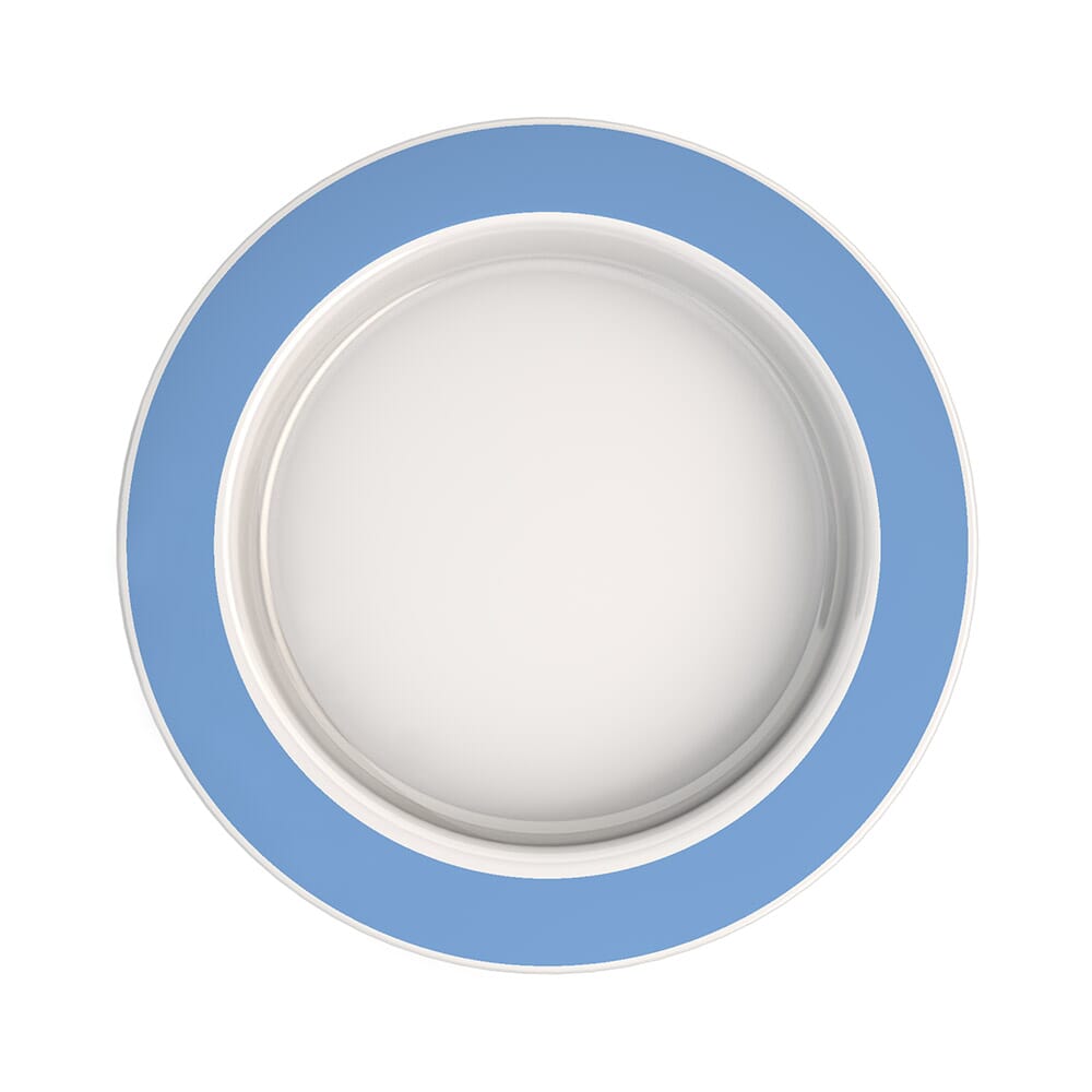 large plate with sloped base rim light blue