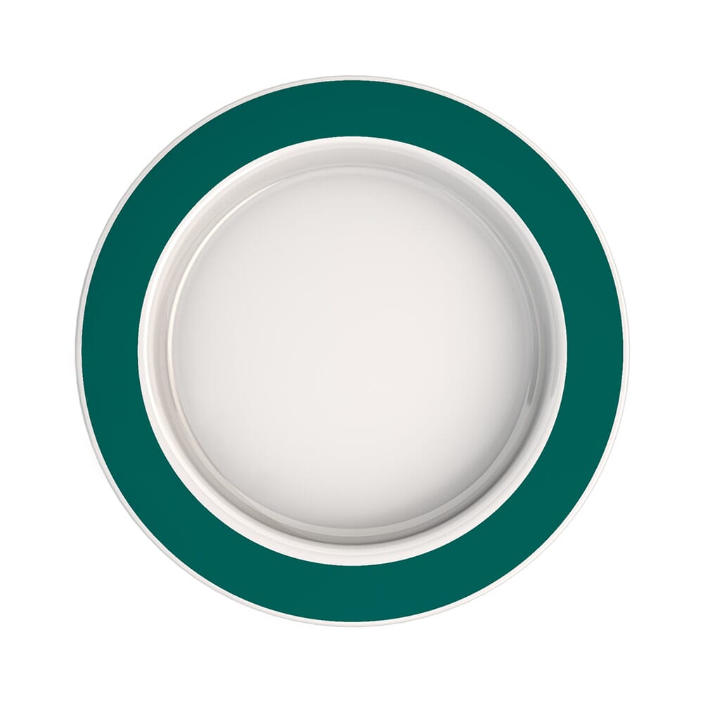 large plate with sloped base rim teal
