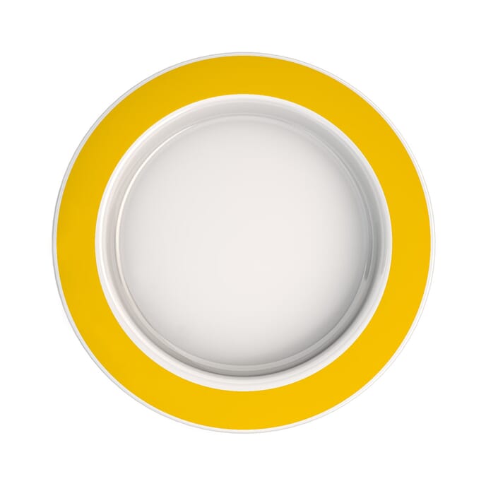 large plate with sloped base rim yellow