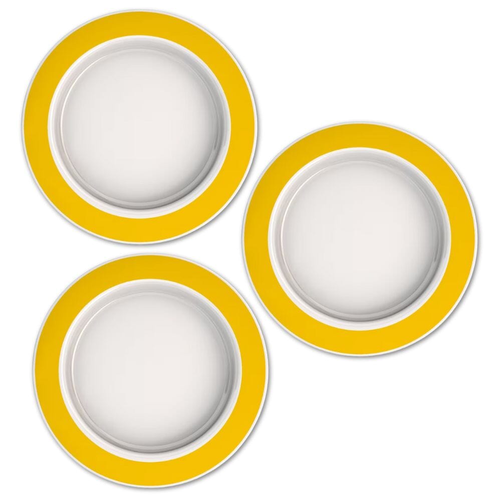 View Large Plate with Sloped Base Yellow Rim Pack of 3 information