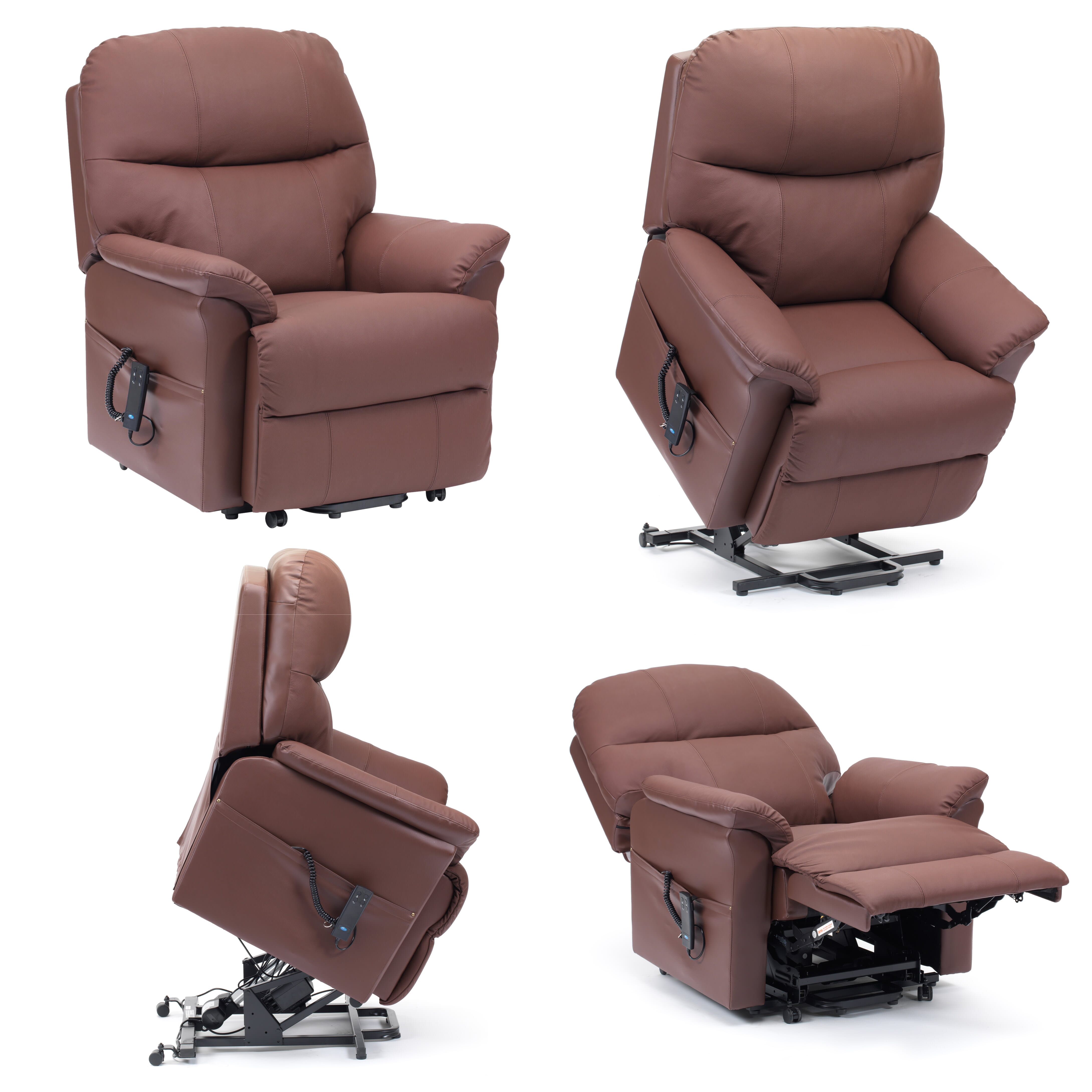 View Lars Leather Dual Motor Riser Recliner Brown information