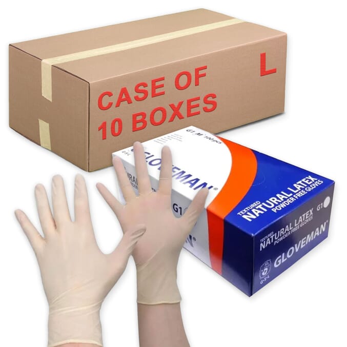 latex gloves large case of 10 boxes