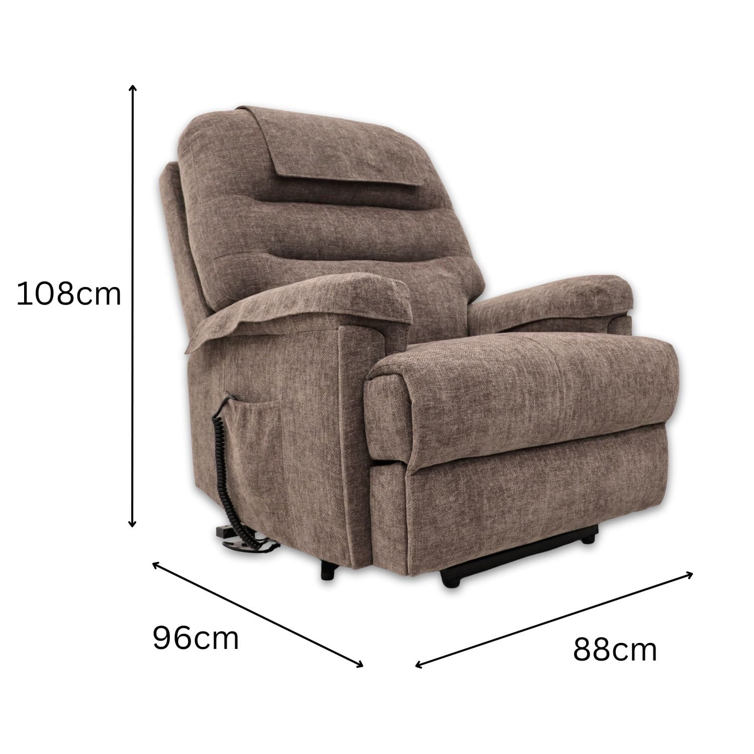 lawson rise recline chair cocoa dimensions
