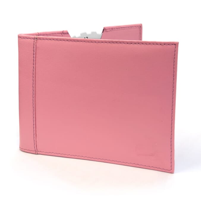 leather blue badge timer clock wallet pink