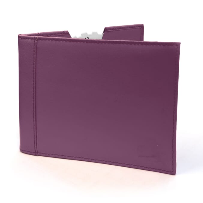 leather blue badge timer clock wallet purple