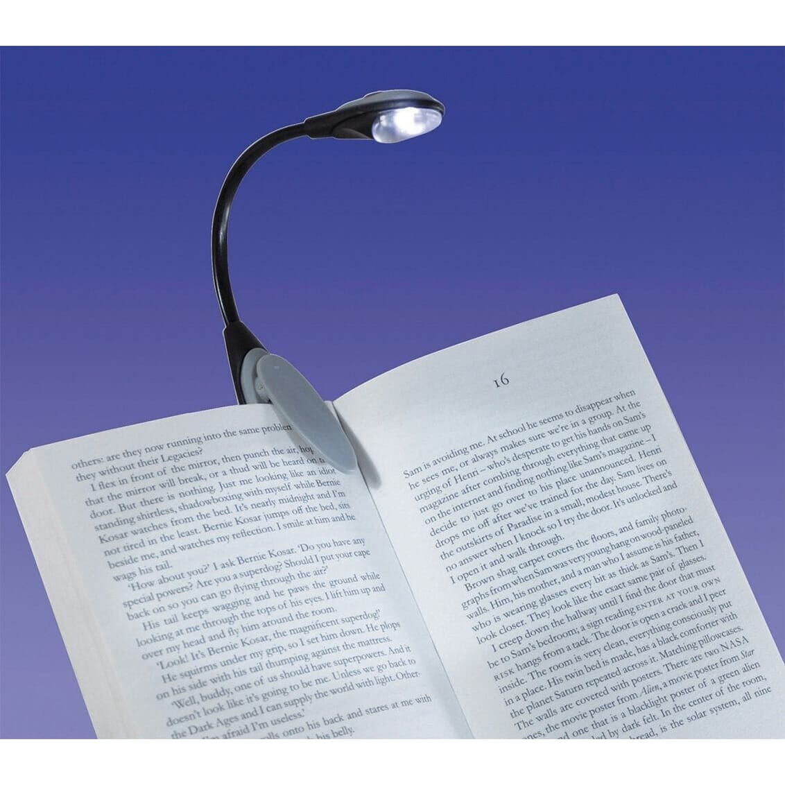 led clip light on book