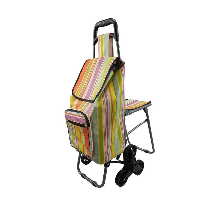 leisure shopping trolley with fold down seat tri wheels