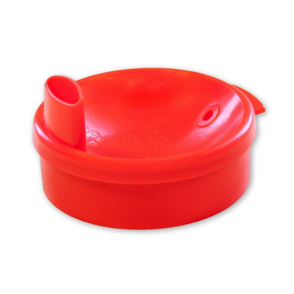 lid for graduated two handled beaker wide red