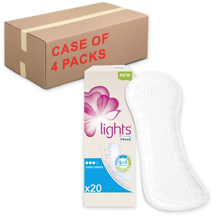 lights by tena long absorbent liners case of 80