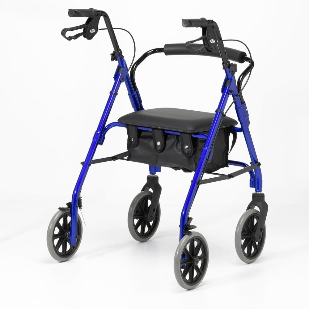lightweight aluminium framed rollator blue back