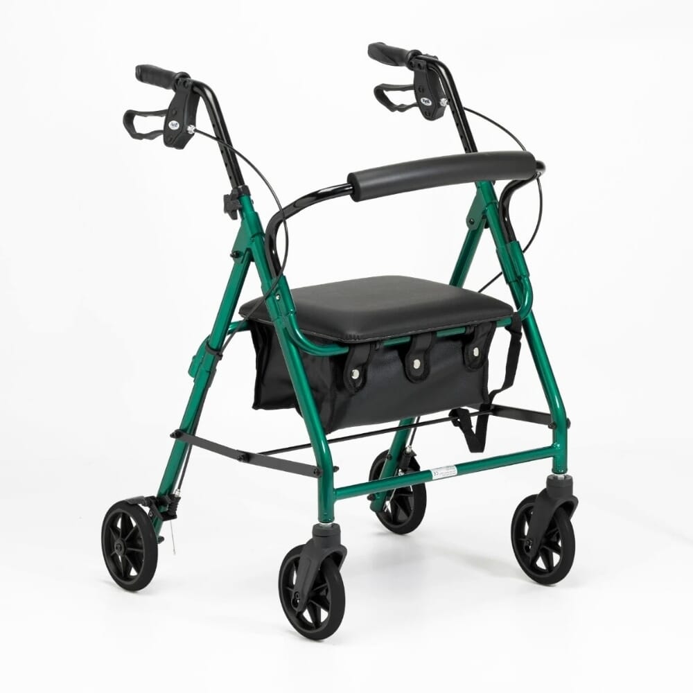lightweight aluminium framed rollator green 1