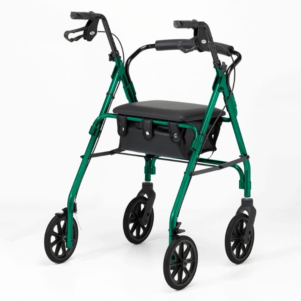lightweight aluminium framed rollator green back